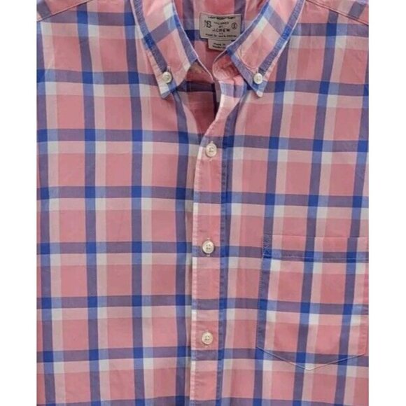 MENS J CREW LIGHTWEIGHT BUTTON UP SHIRT -Pink/Blue Check- SIZE SMALL - Picture 2 of 7